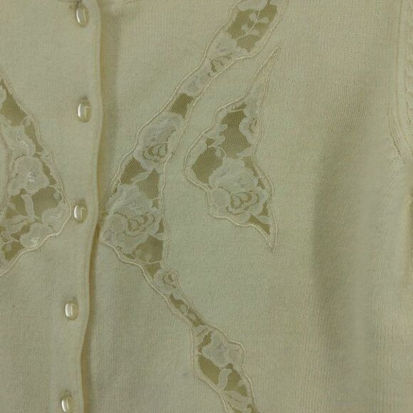 Vintage Designers Originals Lace Cardigan Sweater Button Up Cream Cottagecore SC - Picture 2 of 8